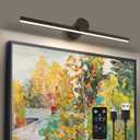 ZitoStory Battery Operated Picture Light with Remote,Wireless Dimmable Art Lights for Paintings Rechargeable Gallery Light Artwork Lighting for Canvas, Portrait (Black,20'' Inch) (19.3 Inch)