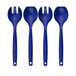 Navy Blue Plastic Serving Utensils - (Set of 4) - Durable and Reusable Flatware for Everyday Use, Formal Dining, and Special Occasions Pack of 3