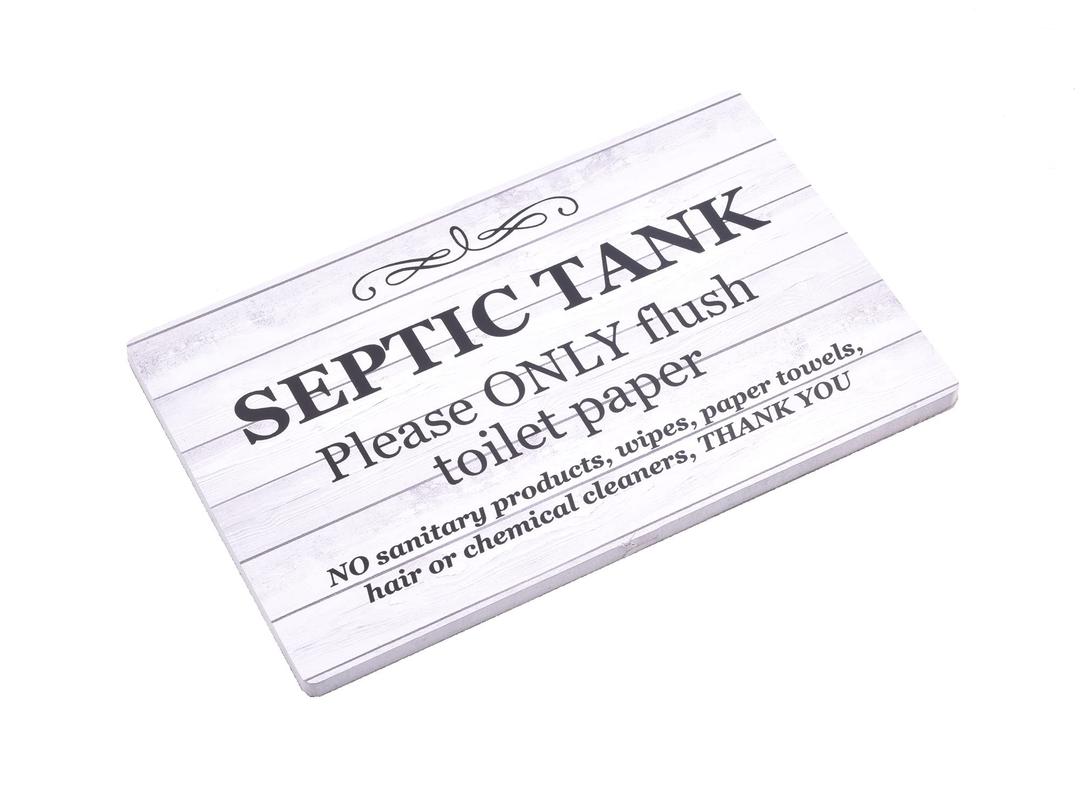 Septic Tank Sign - Adhesive Plaque, Ideal for your Restroom, Bathroom, Toilet, Loo, W.C, Printed on a Light Foamex Board