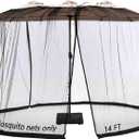 14FT Black Outdoor Umbrella Net, Suitable for Patio Gazebo and Double Sided Patio Umbrella, Tear-Resistant Mesh Fabric, Easy Installation