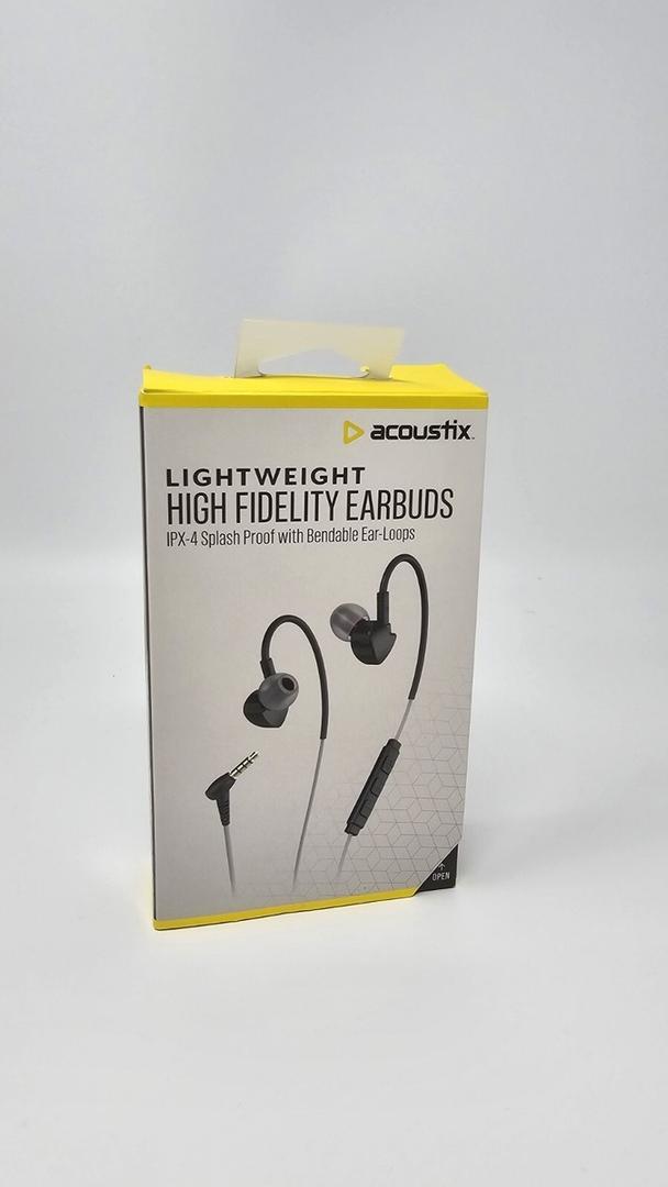 Acoustix High Fidelity Earbuds Lightweight Wired Headphones Mic IPX4 Splashproof