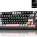 AULA S75 PRO Wireless Mechanical Keyboard with Screen&Knob, 75% Hot Swappable Gaming Keyboard with Pre-lubed Switches, RGB Backlit, PBT Keycaps Creamy Sounding Pc Gaming Keyboards (Black&Gray&Pink)