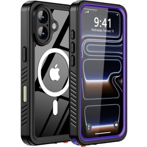 For iPhone 17 Case: Waterproof Phone Case Shockproof Dustproof IP68 Full-Body Hard Case Built-in Screen Protector Underwater Outdoor Waterproof Cover for iPhone 17,6.3 in (Purple)