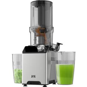 WHUTO Cold Press Juicer, Juicer Machines with 4.35'' Wide Feed Chute, Stainless Steel Masticating Juicers Easy to Clean, Ergonomic Operational Panel Design, High Juice Yield, Platinum Color Knob