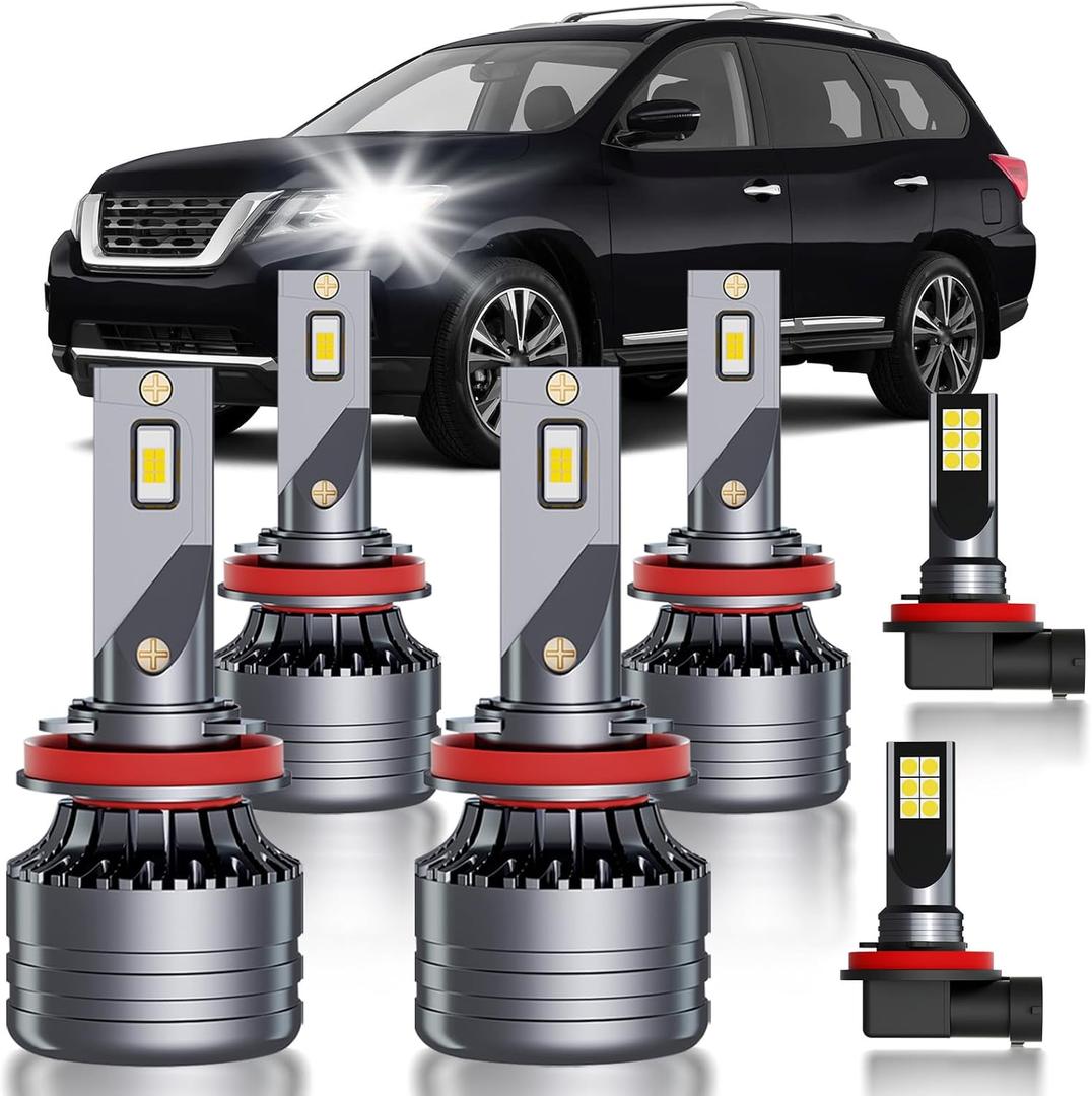 Fits for Nissan Pathfinder 2017-2020 Fog Multi Beam Lights Bulbs Combo, 6pcs Super Bright White Multi Beam and Fog Lights Blubs Package, Plug and Play
