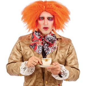 Fun Shack Mad Orange Curly Wig Short for Men, Orange Curly Hair Wig for Adult, Mad Wigs and Hat