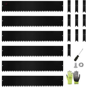 A ANLEOLIFE 20FT Galvanized Steel Landscape Edging, 6-Pack 40" L x 8" H Hammer-in Metal Garden Border with 10 Stakes for Lawn, Pathway, Flower Beds  Black