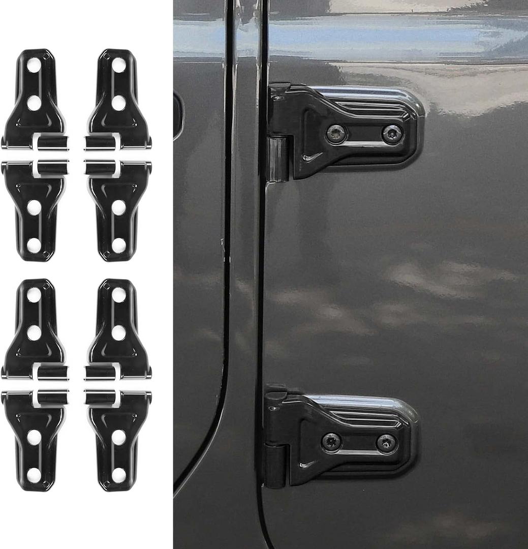 RT-TCZ Jeep Wrangler JL JLU 4-Door & Gladiator JT 2018-2024 Door Hinge Cover Trim, Black, ABS Plastic, Surface Mount, 8 Pack