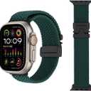 Nylon Braided Watch Bands Compatible with iWatch Series 11/10/9/8/7/6/SE/5/4/3/2/1, Sport Strap for 38mm/40mm/41mm/42mm Women Men, Stretchy Nylon Band with Zinc Alloy Parachute Buckle