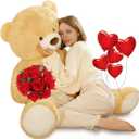 Tezituor 52in Giant Teddy Bear Stuffed Animal, Light Brown Big Teddy Bears Plush Gifts for Girlfriend, Kids, Life Size Large Cute Soft Bear Plush Toys Gift for Valentines Day, Christmas, Birthday