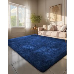 Ophanie 6x9 Blue Rugs for Living Room, Large Fluffy Shag Fuzzy Plush Soft Area Rugs, Floor Shaggy Navy Carpets for Bedroom, Carpet for Kids Boys Girls Dorm Nursery Home Decor Aesthetic