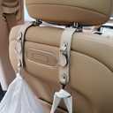 Car Purse Hook for Men Women-Upgraded 3 in 1 Stronger Superior Leather Car Purse Holder Vehicle Seat Headrest Hanger Hooks for Grocery Bag Coats Umbrellas Handbag Car Hooks Car Accessories Interior (Beige)