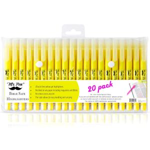 Mr. Pen- Gel Highlighters, 20 Pack, Fluorescent Yellow, Bible Highlighters for Bibles That Do Not Bleed