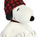 Aurora Festive Peanuts Winter Plaid Snoopy Stuffed Animal - Officially Licensed Toys for All Snoopy Fans - Nostalgic Gift for Adults and Birthday Celebrations - White 10 Inches