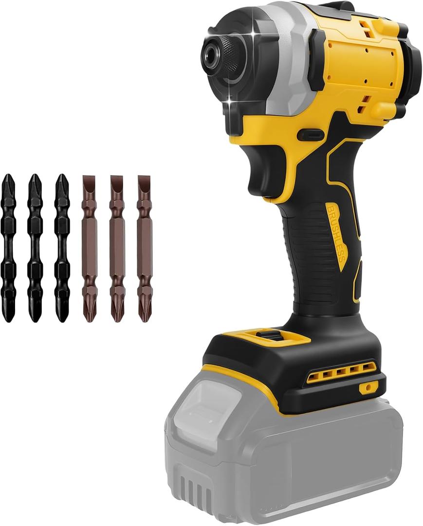 Cordless Impact Driver for Dewalt 20V Battery, Brushless 1/4" Impact Driver, 3-Speed(0-3250 RPM), 3800 IPM Power Impact Drill with LED Light, for Home Improvement Tasks(no battery)