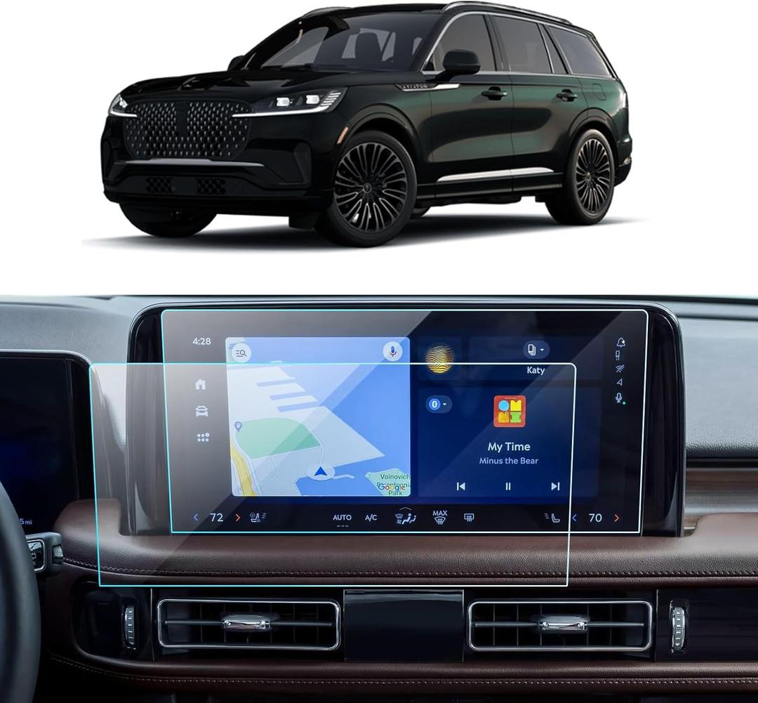 2PCS Car Screen Protector for 2025 Lincoln Aviator Premiere/Reserve/Black Label Accessories Navigation Nano Touchscreen Protector Film HD Clear Bubble Free 12.3''
