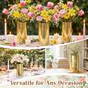 12 Pcs Gold Cylinder Vases for Centerpieces Mercury Vase Hurricane Vase Bulk Acrylic Round Wide Container for Flowers Home Office Wedding Table Decorations (6'')