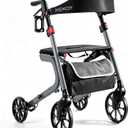 KEKOY Rollator Walkers for Seniors with Seat, 400 lb Foldable Walker - Grey