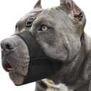 Mayerzon Pitbull Muzzle, Soft Dog Muzzle with Anti-Slip Strap for American Bully Bulldog Boxers Rottweilers, Fabric Mouth Guard for Medium Large Short Snout Dog Anti Biting Chewing, Allow to Drink