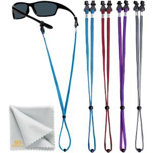 SIGONNA Eye Glasses String Holder Straps - Sports Sunglasses Strap for Men Women - Eyeglass Holders Around Neck - Glasses Retainer Cord Chains Lanyards (28 inches, Black Blue, Lilac Purple, Red Black, White Black)