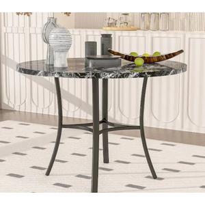 Round Dining Table for 4, 4 Legs Black Wood Top 36 in. Metal Frame Dining Table for Kitchen