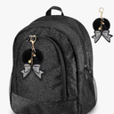 Large Cheer Backpack with Bow Keychain Cheerleading Glitter Backpack Cheerleaders Gift Cheer Bags for Sport(Black)