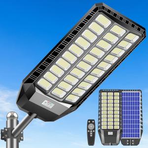 Deepn Solar Lights Outdoor 9000W, Commercial Grade Street Lights for Outside, Solar Parking Lot Lights, Dusk to Dawn LED Security Flood Light Motion Sensor with Remote Control, LA078W, 1 Pack