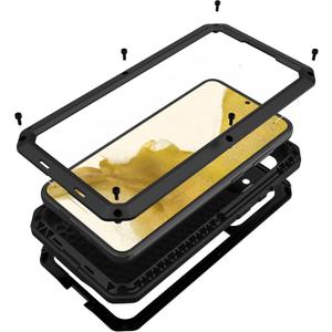 Marrkey for Galaxy S23 Case, Full Body Protective Cover Heavy Duty Shockproof Tough Armour Aluminum Alloy Metal Case with Silicone Built-in Screen Protector for Samsung Galaxy S23 6.1" - Black