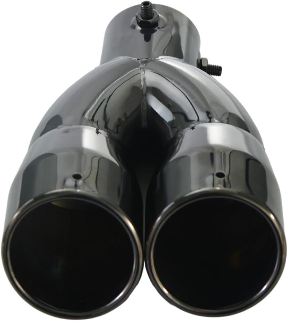 Dual Exhaust Tip 2.4 inch Inlet, Universal Car Exhaust Tips Curved Muffler Tip Modification Tail Pipe Tail Throat, Adjustable for 1.5 inch-2.5 inch OD Exhaust Pipe(Black)