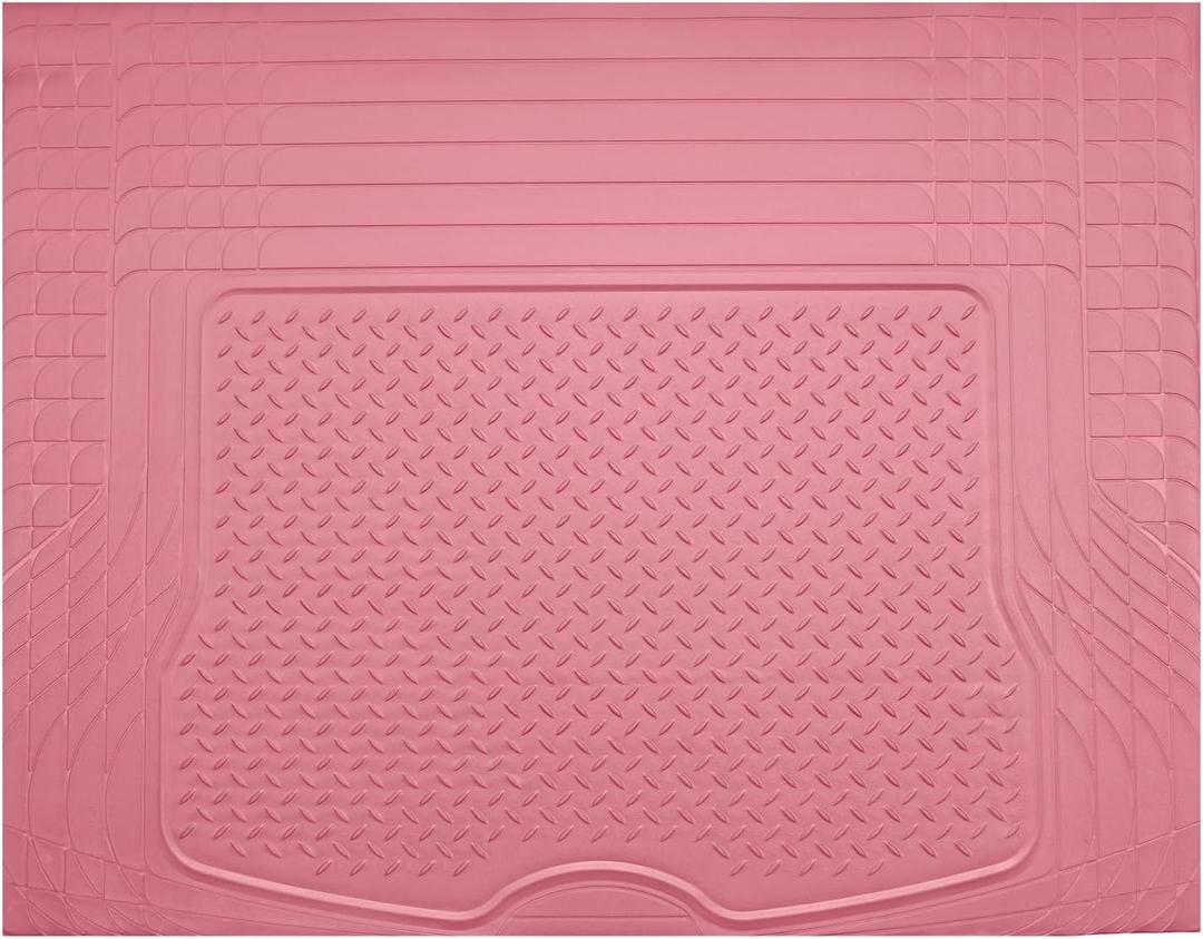 PIC AUTO Heavy Duty Rubber Trunk Cargo Liner Floor Mats, Trimmable to Fit for Car, SUV, Van, and Trucks – All-Weather Protection, Anti-Slip Backing, Easy to Clean, Durable and Long-Lasting (Large, Pink)