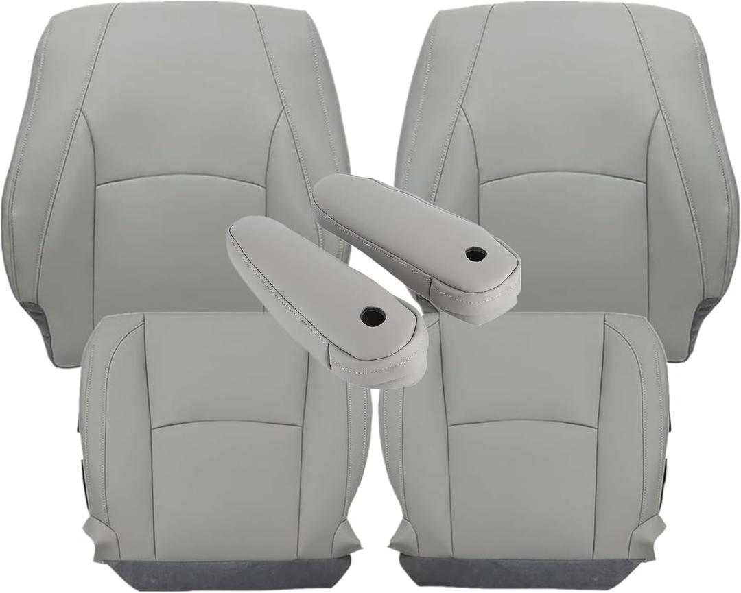 FZJDSD Gray Driver and Passenger Side Bottom and Top Lean Back Microfiber Leather Replacement Seat Covers & Armrest Cover Compatible with Lexus RX330 RX350 RX400 2004 2005 2006 2007 2008 2009