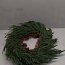 24" Christmas Wreath - Christmas Wreaths for Front Door - Christmas Decorations - Real Touch Norfolk Pine Wreath for Indoor Outdoor Wall Window Porch - Cedar Reef Garland - Free LED String Lights