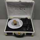 Victrola Journey Bluetooth Portable Suitcase Record Player  with Built-in Speakers, 3 Speed Vinyl Record Player, RCA Out, Headphone Jack (White)