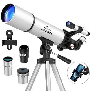 90mm Aperture Telescope for Adults and Beginners, 600mm Portable High-Powered Telescope, Adjustable Tripod, Phone Adapter