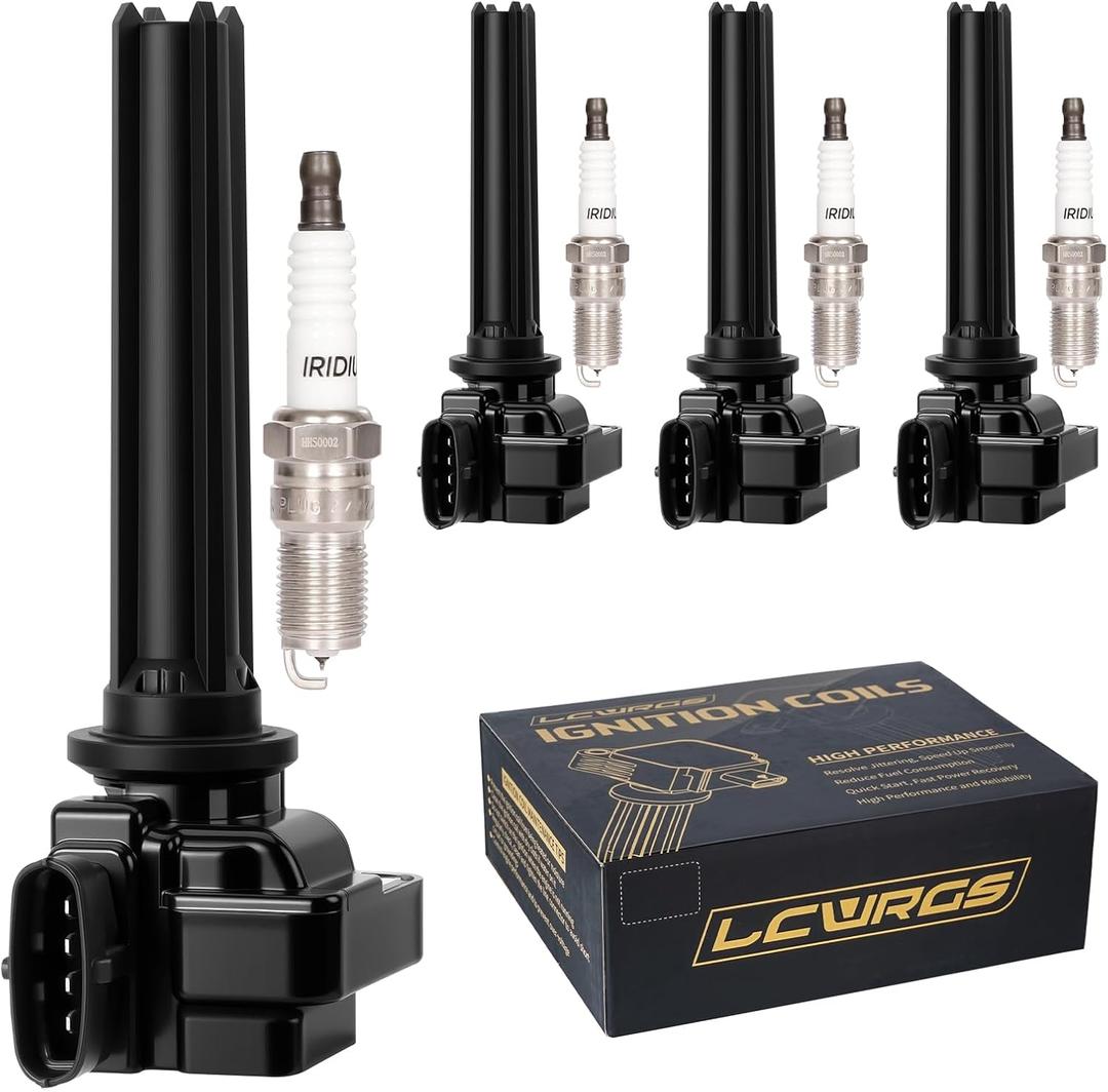 Set of 4 Ignition Coil Pack and Iridium Spark Plugs for 2.0T L4 Saab 9-3 2003 2004 2005 2006 2007 2008 2009 2010 2011 Spark Plugs and Coils Replaces# UF526 12787707