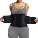 FeelinGirl Waist Trainer Belt Waist Cincher Trimmer Ab Belt Tummy Control Body Shaper with Triple Wrap Women and Men (Small, Black)