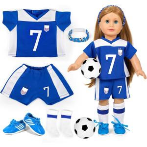 American 18 inch Doll Clothes Accessories-Soccer Uniform Compatible with 18 Inch Girl Dolls (Sports)