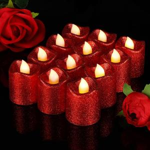 Honoson 24 Pack Red Candles Party Decoration Flameless LED Tea Light Battery Operated Candle for Halloween Christmas Valentines Day Diwali Wedding Table Decor