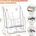 FUCDTEFC Acrylic Brochure Holder 8.5x11 & 4 x9 Inches, Clear 2 Tier Literature Magazine Stand Brochure Display Stand w Removable Divider Universal, Pamphlet Flyer Holder for Wall Mount or Countertop