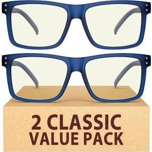 Eyekepper Oversized Reading Glasses Square Large Blue Light Readers for Men Women, +2.50