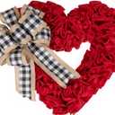 Valentines Day Decor - Wreaths for Front Door Outside 16" Valentine Decorations for The Home Heart Shaped Wreath for Outdoor Valentine's Day Wreath San Valentin Decoration (Red)