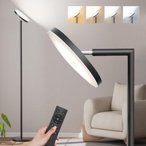 Upgraded Floor Lamps for Living Room, 32W 3000LM Super Bright LED Torchiere Floor Lamp with Remote & Touch Control, 69" Dimmable Tall Standing Lamp with 350Rotating Head for Reading Office Bedroom (Black)