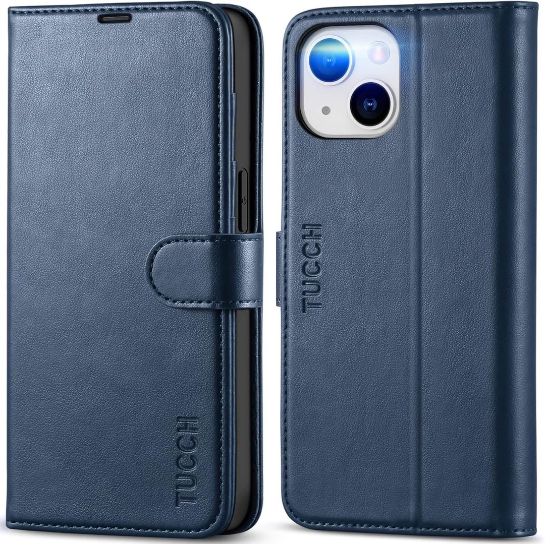 TUCCH Case for iPhone 14 Case Wallet 6.1", [TPU Shockproof Inner Shell], PU Leather [RFID Blocking] 4 Card Holder Magnetic Stand Protective Cover Compatible with iPhone 14 2022, Dark Blue