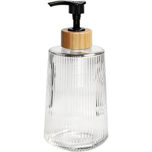 Glass Soap Dispenser, Thickened Glass Hand Soap Dispenser for Bathroom, Kitchen Dish Washing Liquid Bottles, Shampoo and Conditioner Bottles, Modern Farmhouse Style (Clear, Set of 1, 12oz)