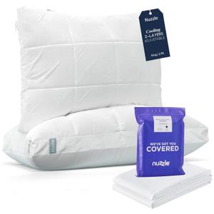 Nuzzle Cooling Adjustable King Size Pillows and Pillowcases