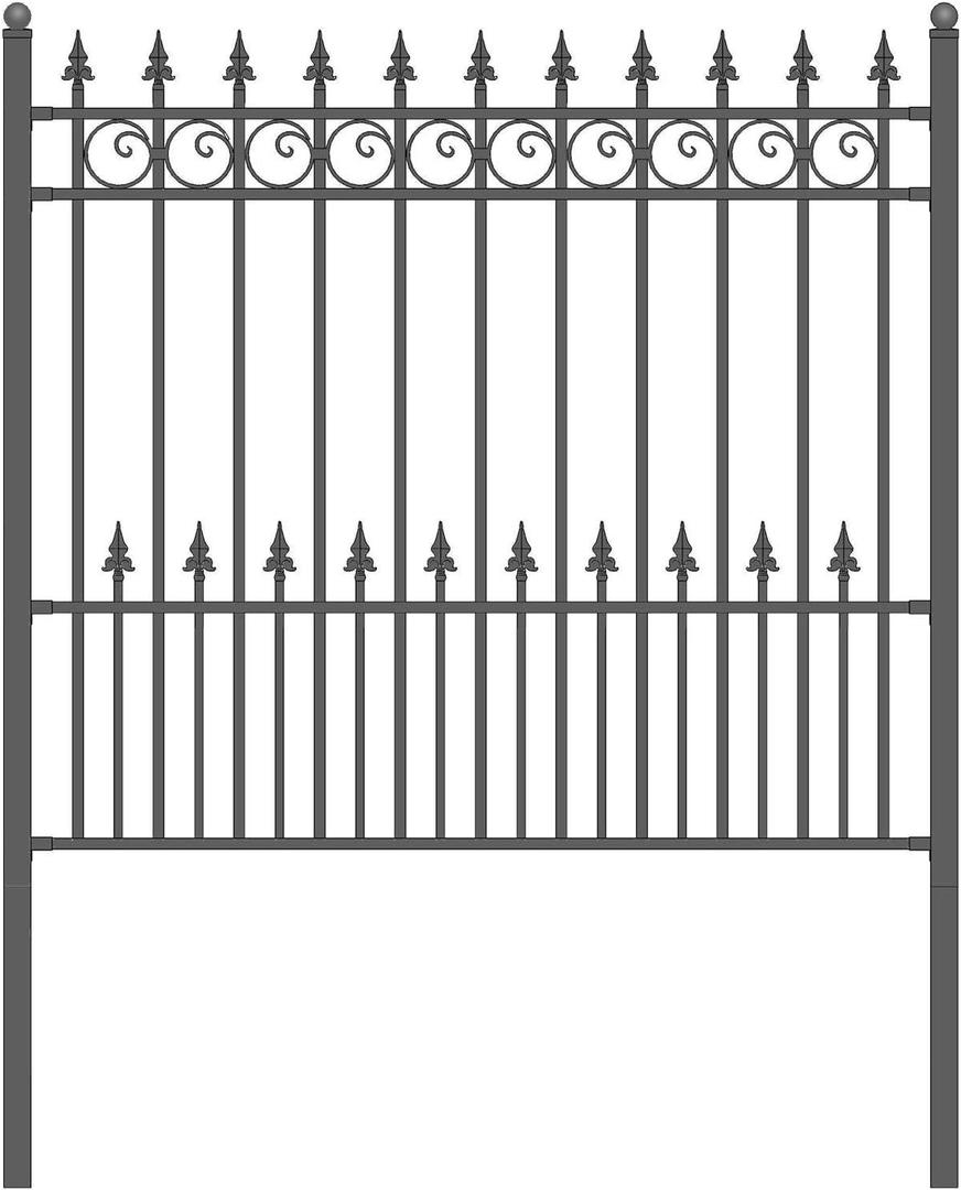 5.5 x 5 ft. Prague Style Iron Ornamental Fence