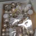 MoonXmas Christmas Ball Ornament Set, 88Pcs Plastic Shatterproof Christmas Xmas Tree Hanging Decorations, for Indoor Home Thanksgiving Halloween Party Decor - Champagne/White 