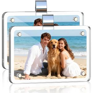 3 x Car Picture Holder Clip Visor Frame Acrylic Magnetic Photo Frames Clear for Cars Sunvisor Display 2 Pcs Fit Family Pet Road Trip Memories