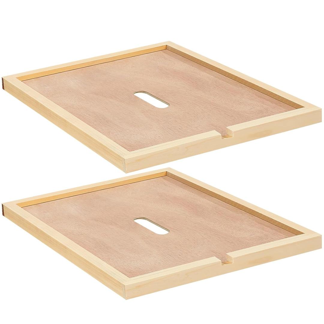 2 Pcs 8 Frame Bee Hive Inner Cover for Hive Box Cover with Feeding Hole Beehive Frames Insulation Ventilation Inner Cover for Beekeeping Tool