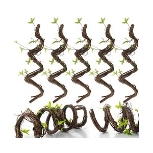 5 Pcs Artificial Bendable Tree Branches for Decoration 30in Fake Trunk Garland Twigs Leaves Cherry Blossom Grape Vines for Wall Hanging Front Door Reptile Habitat Decoration (Natural Style)